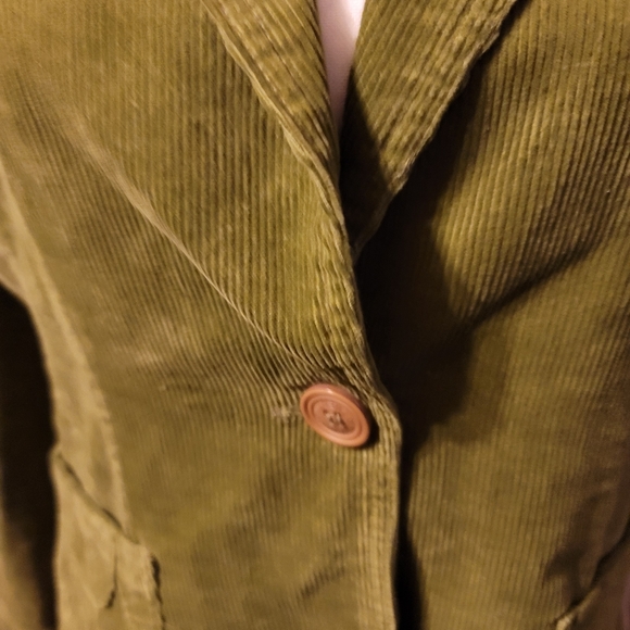 TWENTY-TWENTY LADIES SHORT OLIVE GREEN CORDEROY JACKET FLORAL LINING/SIZE MEDIUM - Picture 9 of 12